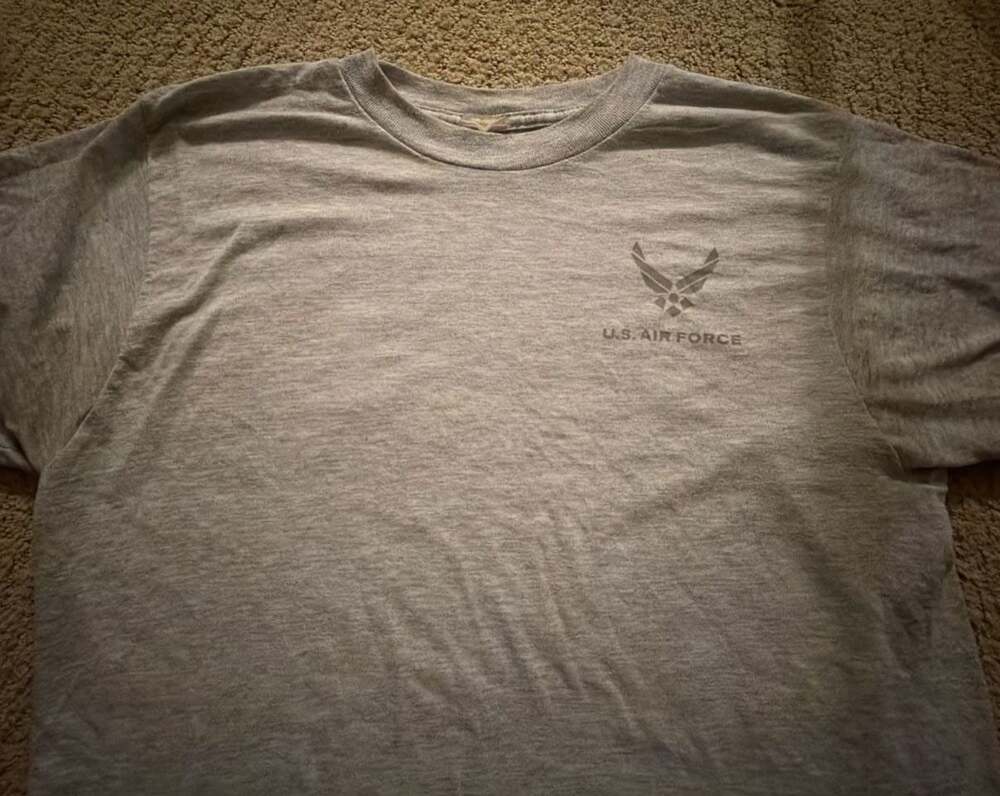 Vintage U.S. Air Force PT Training T-Shirt Grey Reflective Logo